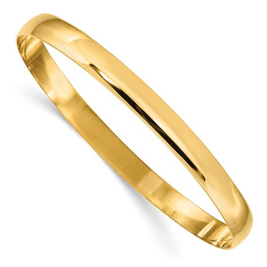 SOLID POLISHED HALF-ROUND SLIP-ON BANGLE 14k 6mm / SKU DB310