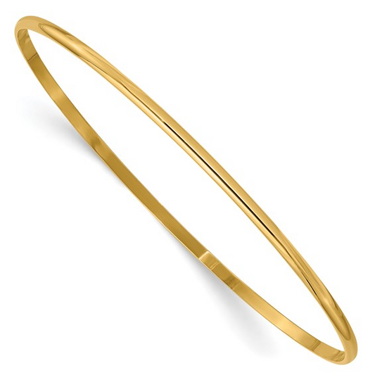 SOLID POLISHED HALF-ROUND SLIP-ON BANGLE14K 2mm  / SKU DB312