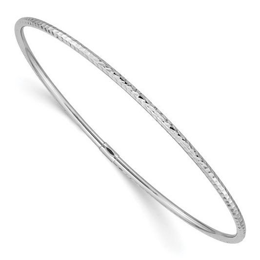 WHITE GOLD DIAMOND-CUT SLIP-ON BANGLE 2mm / SKU DB485