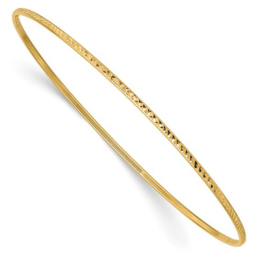 DIAMOND-CUT SLIP-ON BANGLE BRACELET 14k 1.5mm / SKU DB544