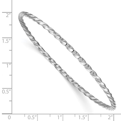 WHITE GOLD TWISTED SLIP-ON BANGLE 14K 2.50mm / SKU DB568