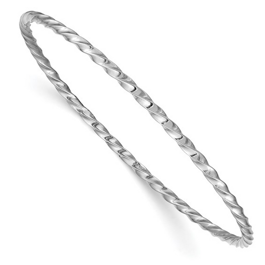 WHITE GOLD TWISTED SLIP-ON BANGLE 14K 2.50mm / SKU DB568