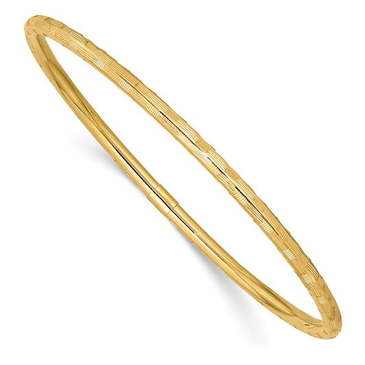 14k Yellow Gold Diamond-cut Slip-on Bangle