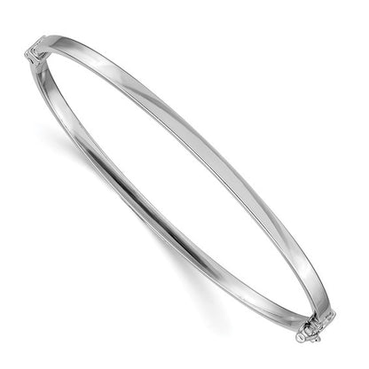 14k White Gold Polished Hinged Bangle Bracelet