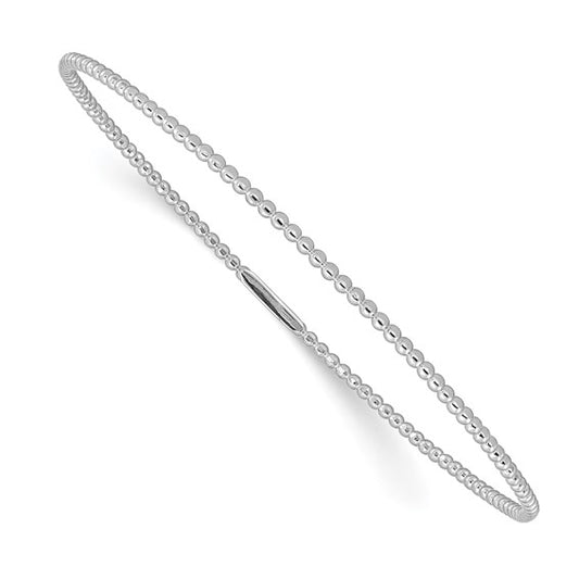 14K White Gold Beaded Slip-on Bangle