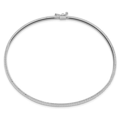 14k White Gold Textured Flexible Bangle