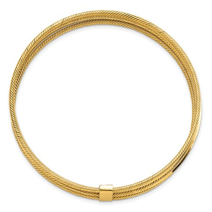 14K Polished and Textured Multi Bracelet Bangle