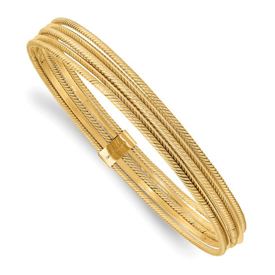 14K Polished and Textured Multi Bracelet Bangle