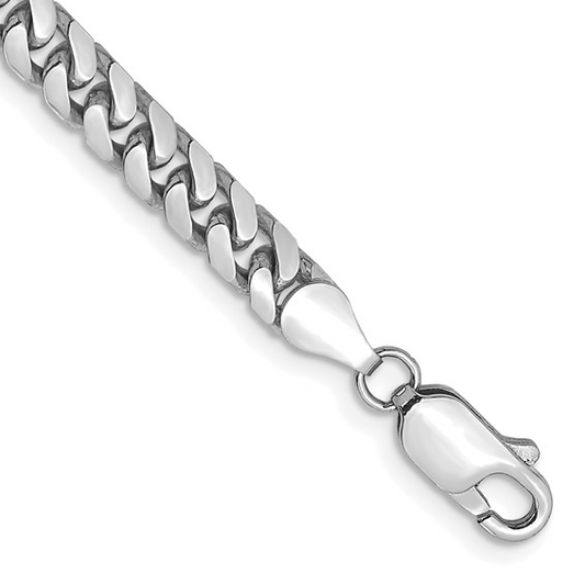 14K White Gold Solid Miami Cuban Link with Lobster Clasp Bracelet