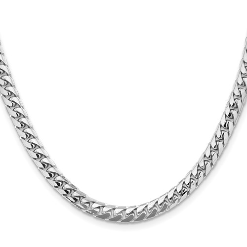 14K White Gold Solid Miami Cuban Link with Lobster Clasp Chain