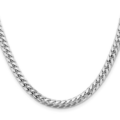 14K White Gold Solid Miami Cuban Link with Lobster Clasp Chain