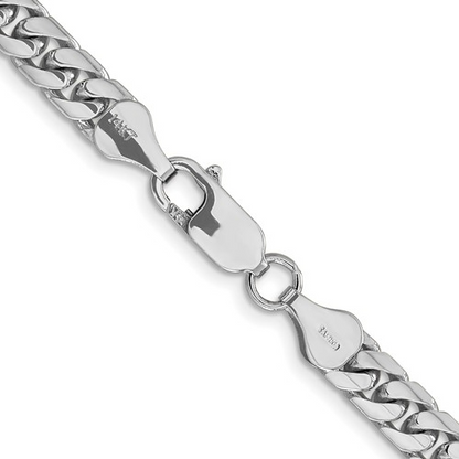 14K White Gold Solid Miami Cuban Link with Lobster Clasp Chain