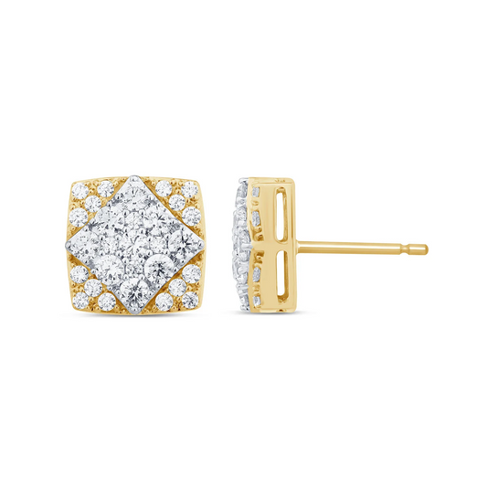 10K YELLOW GOLD 1.75 CARAT 12 MM 100% GENUINE DIAMONDS MENS/WOMENS EARRING STUDS