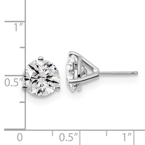 14K White Gold Lab Grown Diamond 5ctw Cert. VS/SI GH+, 3 Prg Earring / SKU EM1007-500C-WLG