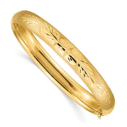 14k 5/16 Oversize Florentine Engraved Hinged Bangle Bracelet