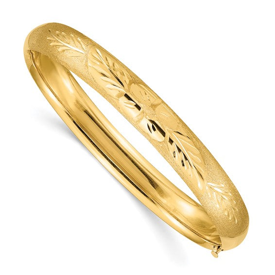 14k 5/16 Florentine Engraved Hinged Bangle Bracelet