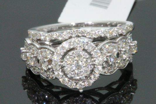 10K WHITE GOLD 1.50 CARAT WOMEN REAL DIAMOND ENGAGEMENT RING WEDDING BAND RING SET