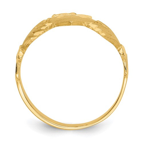14K Diamond-cut Claddagh Ring
