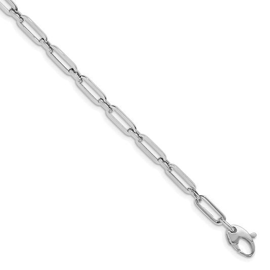 Leslie's 14K White Gold Polished Flat Oval Link Bracelet