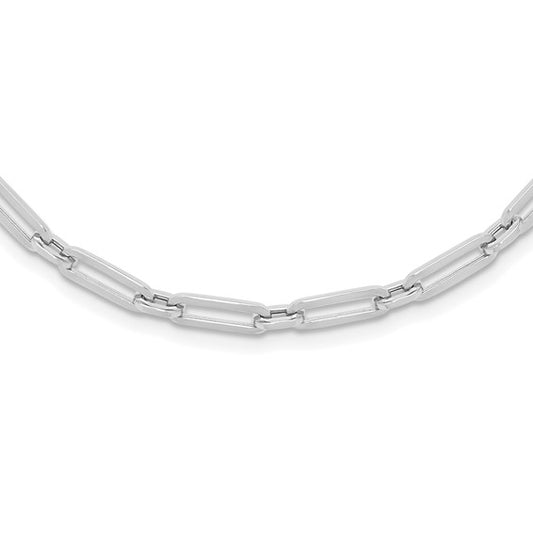 Leslie's 14K White Gold Polished Flat Oval Link Necklace