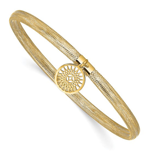 Leslie's 14K Polished Sun Charm Stretch Bangle