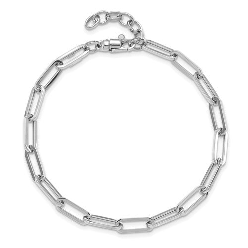 Leslie's 14k White Gold Polished Fancy Link with 1in ext Bracelet