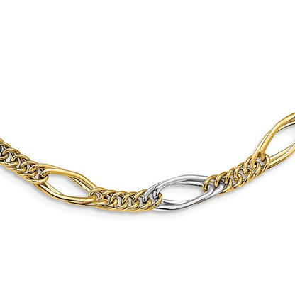 Leslie's 14k Rhodium Polished Fancy Link Necklace