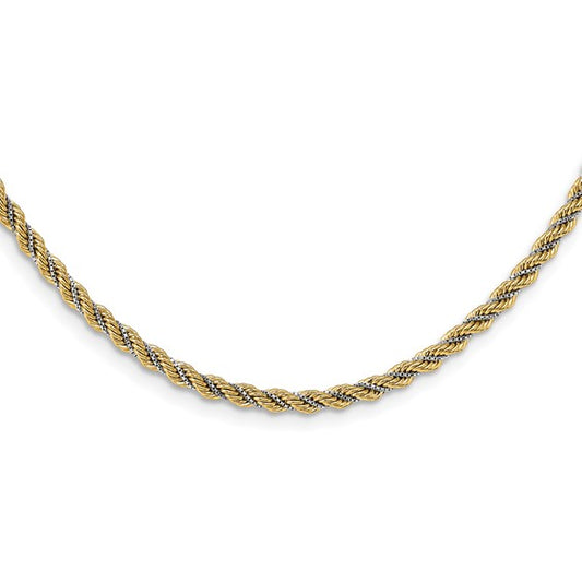 Leslie's 14K Two-tone Polished Textured Rope Necklace