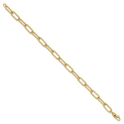 Leslie's 14k Polished Textured Oval Link Bracelet