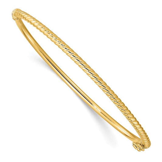 Leslie's 14K Polished Textured Hinged Bangle