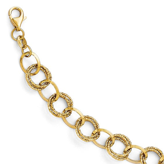 Leslie's 14k Polished and Textured Fancy Link Bracelet