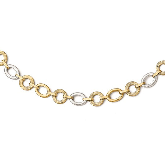 Leslie's 14k Two-tone Polished Textured Fancy Necklace