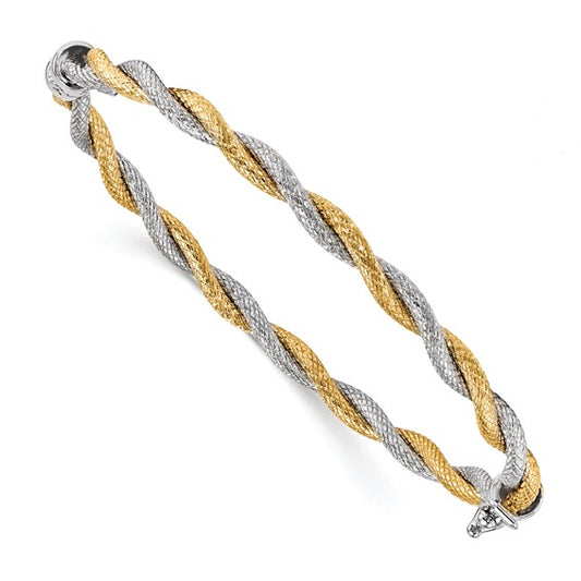 Leslie's 14K Two-tone Textured Hinged Bangle