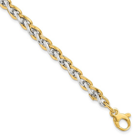 Leslie's 14K Two-tone Polished Fancy Link Bracelet