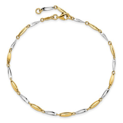 Leslie's 14K Two-tone Polished with 1in ext. Anklet
