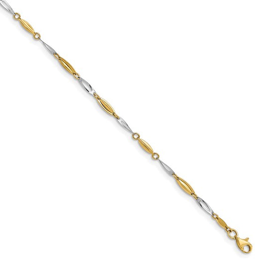 Leslie's 14K Two-tone Polished with 1in ext. Anklet