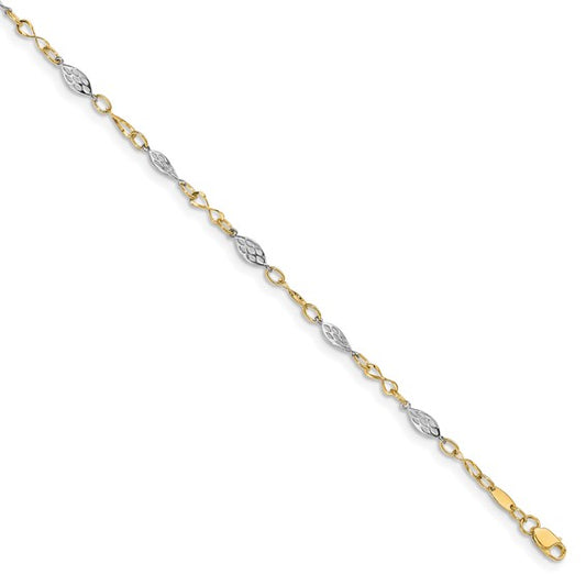 Leslie's 14K Two-tone Polished with 1in ext. Anklet