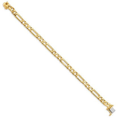 14K 8 inch 6mm Hand Polished Figaro Link with Box Catch Clasp Bracelet