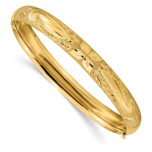 14k 5/16 Laser Cut Hinged Bangle Bracelet