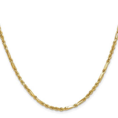 14k 2.75mm D/C Milano Rope Chain