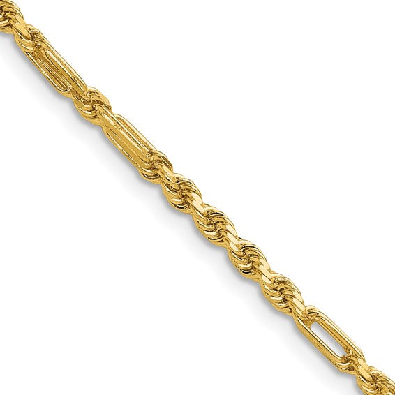 14k 2.75mm D/C Milano Rope Chain