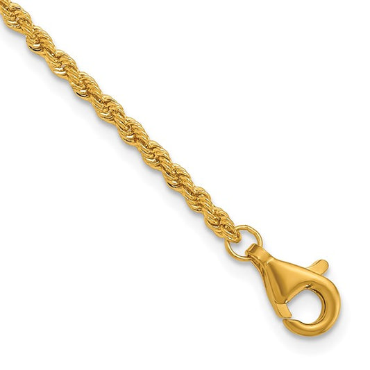 24k Polished 2.2mm Rope Chain Necklace