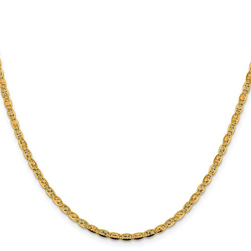 14K 26 inch 2.75mm Tri-color Pavé Valentino with Lobster Clasp Chain