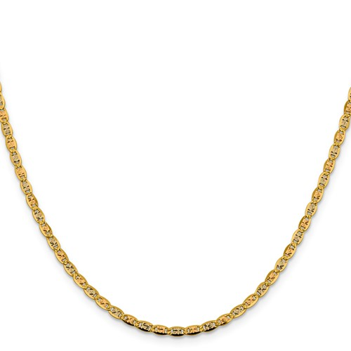 14K 22 inch 2.75mm Tri-color Pavé Valentino with Lobster Clasp Chain