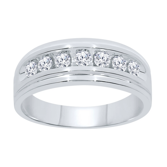 10K WHITE GOLD .60 CARAT MENS REAL DIAMOND ENGAGEMENT WEDDING PINKY RING BAND