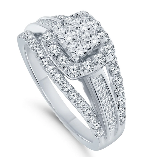 10K WHITE GOLD 1.50 CARAT PRINCESS DIAMOND ENGAGEMENT RING WEDDING RING BRIDAL