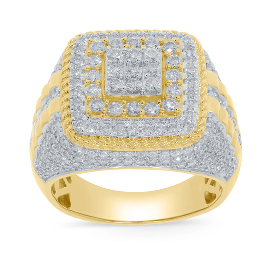 10K YELLOW GOLD 3.25 CARAT MENS REAL DIAMOND ENGAGEMENT WEDDING PINKY RING BAND