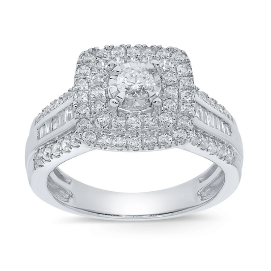 10K WHITE GOLD 1.20 CARAT WOMEN REAL DIAMOND ENGAGEMENT RING WEDDING RING BRIDAL