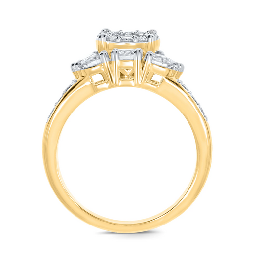 10K YELLOW GOLD 1.75 CT WOMEN REAL DIAMOND ENGAGEMENT RING WEDDING BAND RING SET