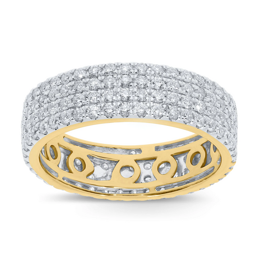 10K YELLOW GOLD 2.65 CARAT MENS REAL DIAMOND ENGAGEMENT WEDDING PINKY RING ETERNITY INFINITY BAND - SIZE 9